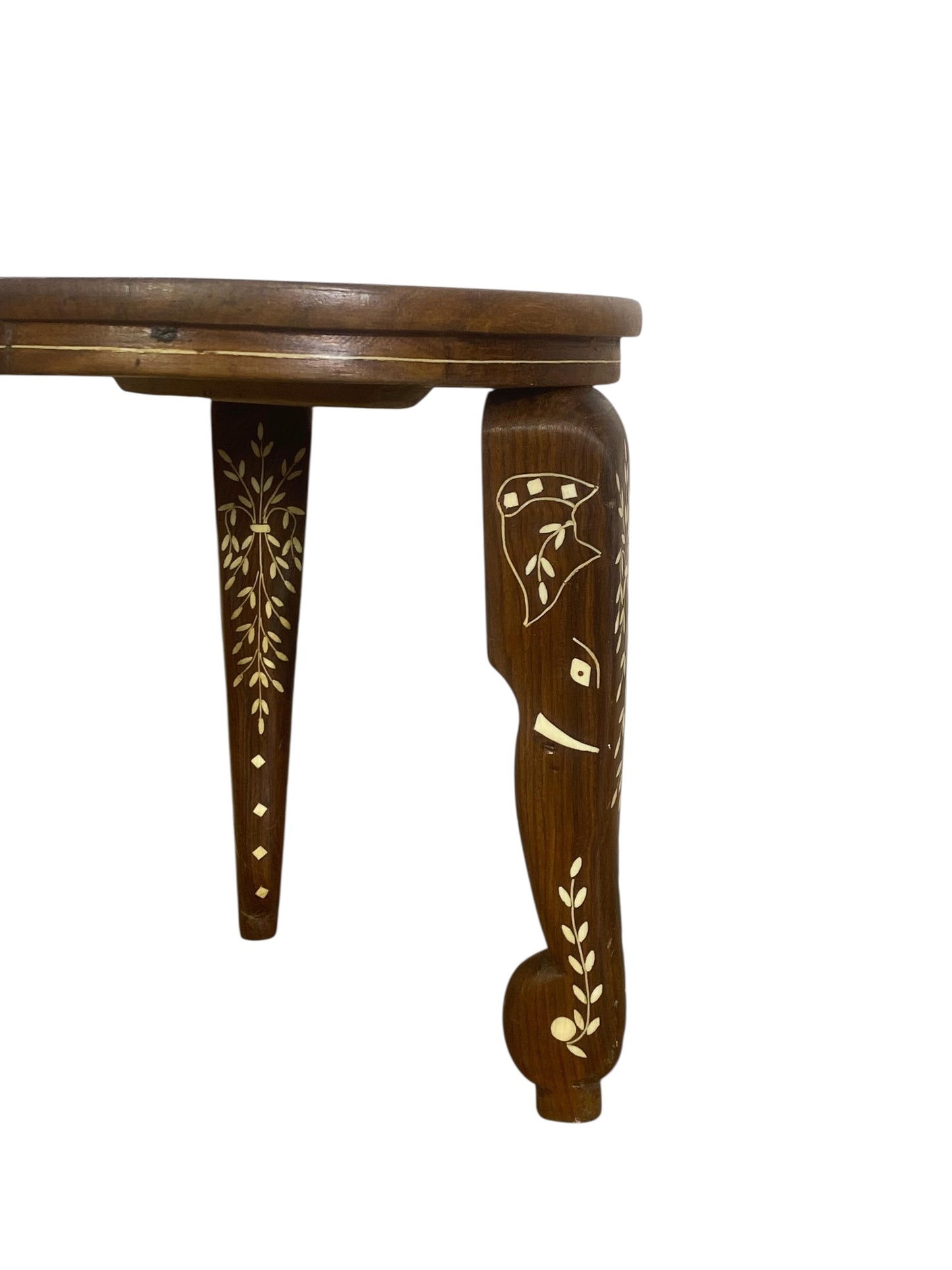 Antique Indian Side Table in Mughal Style with Ivory Inlay
