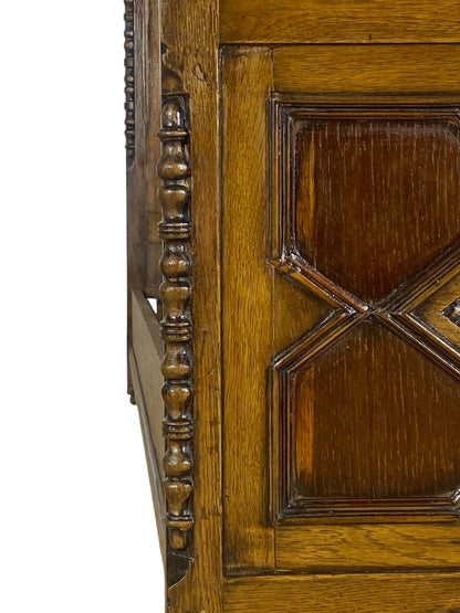 Original Antique English Bed – Hand-Carved Oak