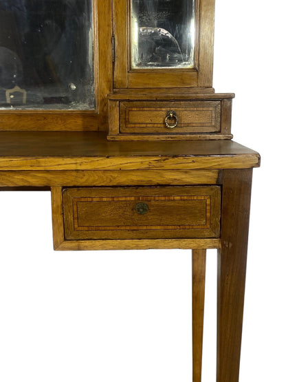 Rare 20th Century French Oak Dresser with Mirrors (Two Separate Pieces)
