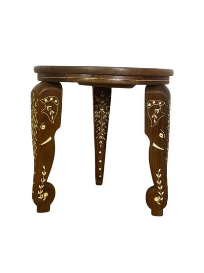 Antique Indian Side Table in Mughal Style with Ivory Inlay