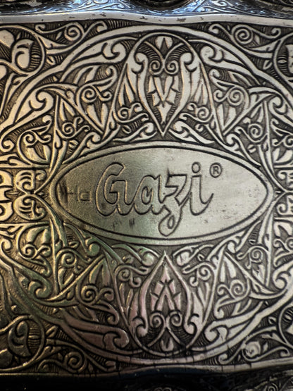 Turkish Serving Tray – Gazi Brand, Hand-Engraved semi-bronze