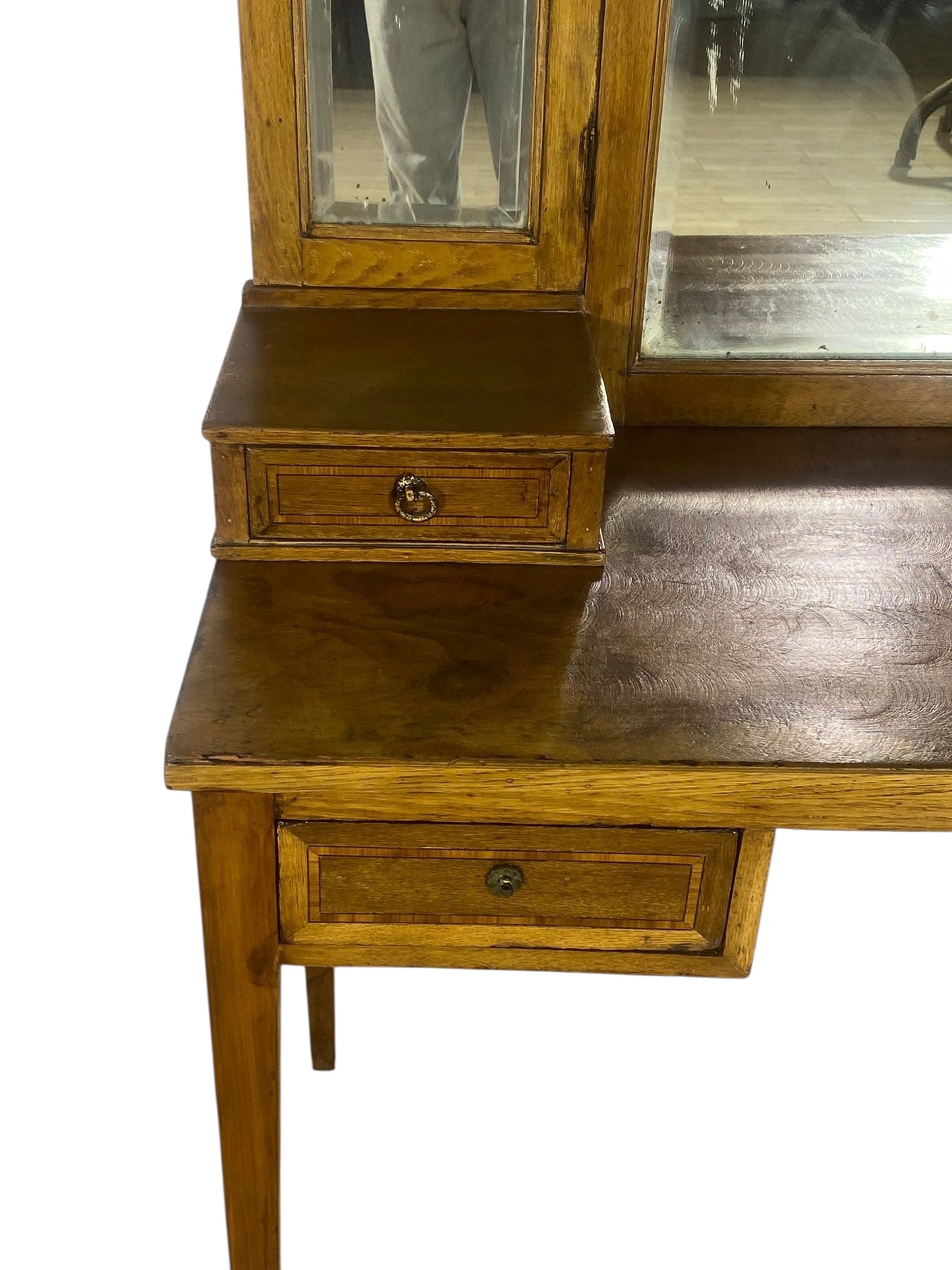 Rare 20th Century French Oak Dresser with Mirrors (Two Separate Pieces)