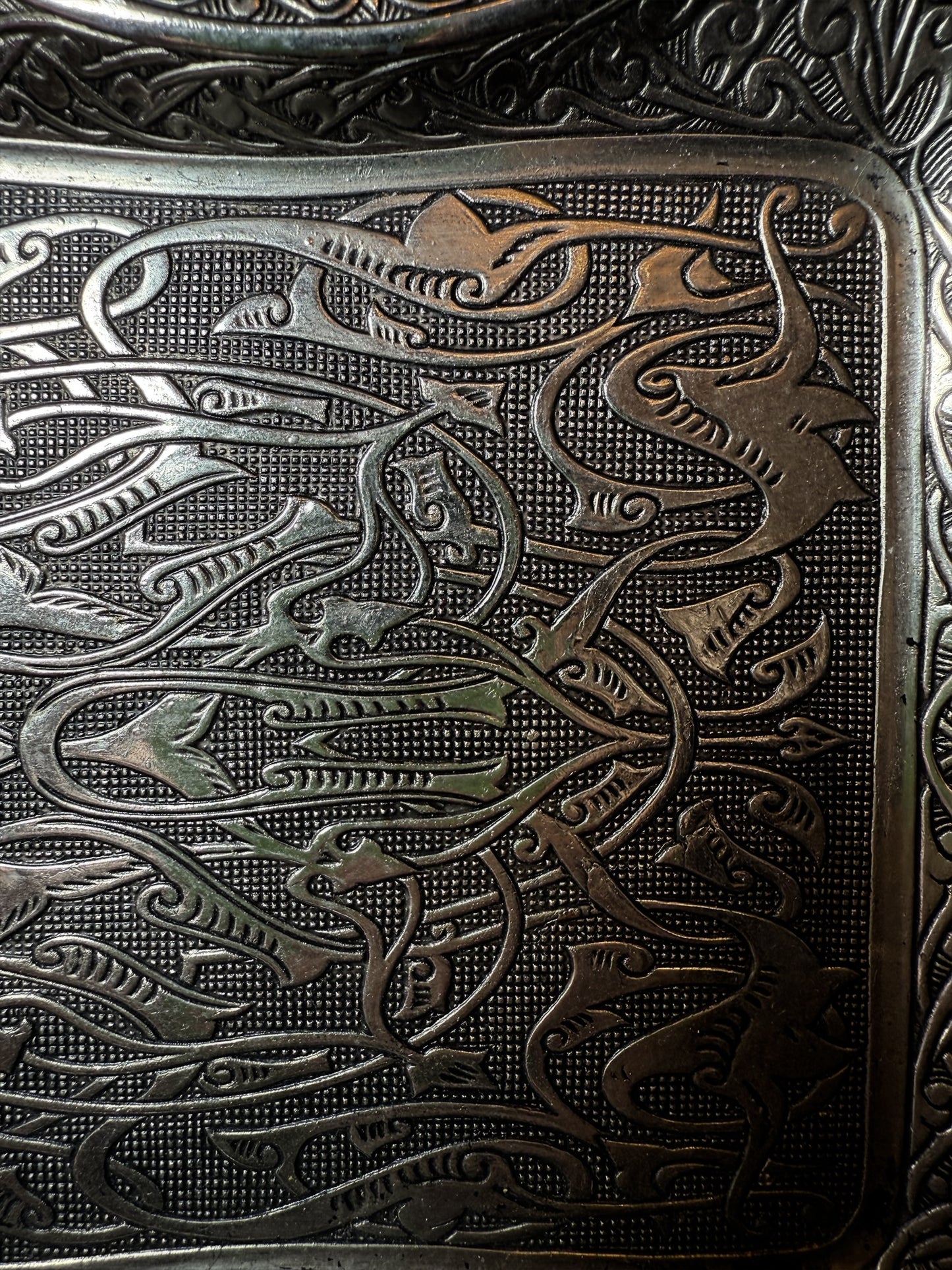 Turkish Serving Tray – Gazi Brand, Hand-Engraved semi-bronze