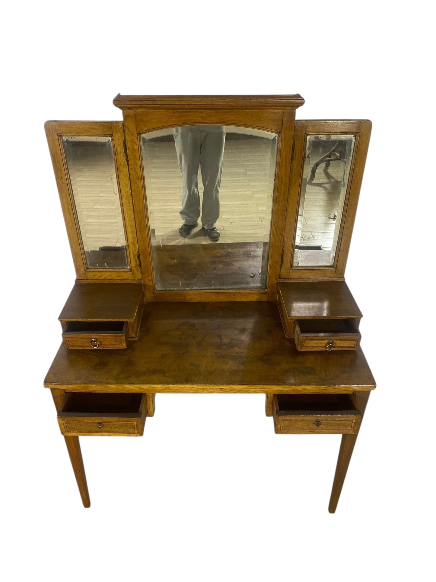 Rare 20th Century French Oak Dresser with Mirrors (Two Separate Pieces)