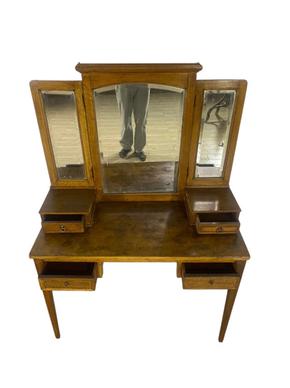 Rare 20th Century French Oak Dresser with Mirrors (Two Separate Pieces)