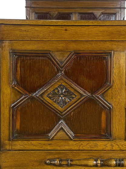 Original Antique English Bed – Hand-Carved Oak