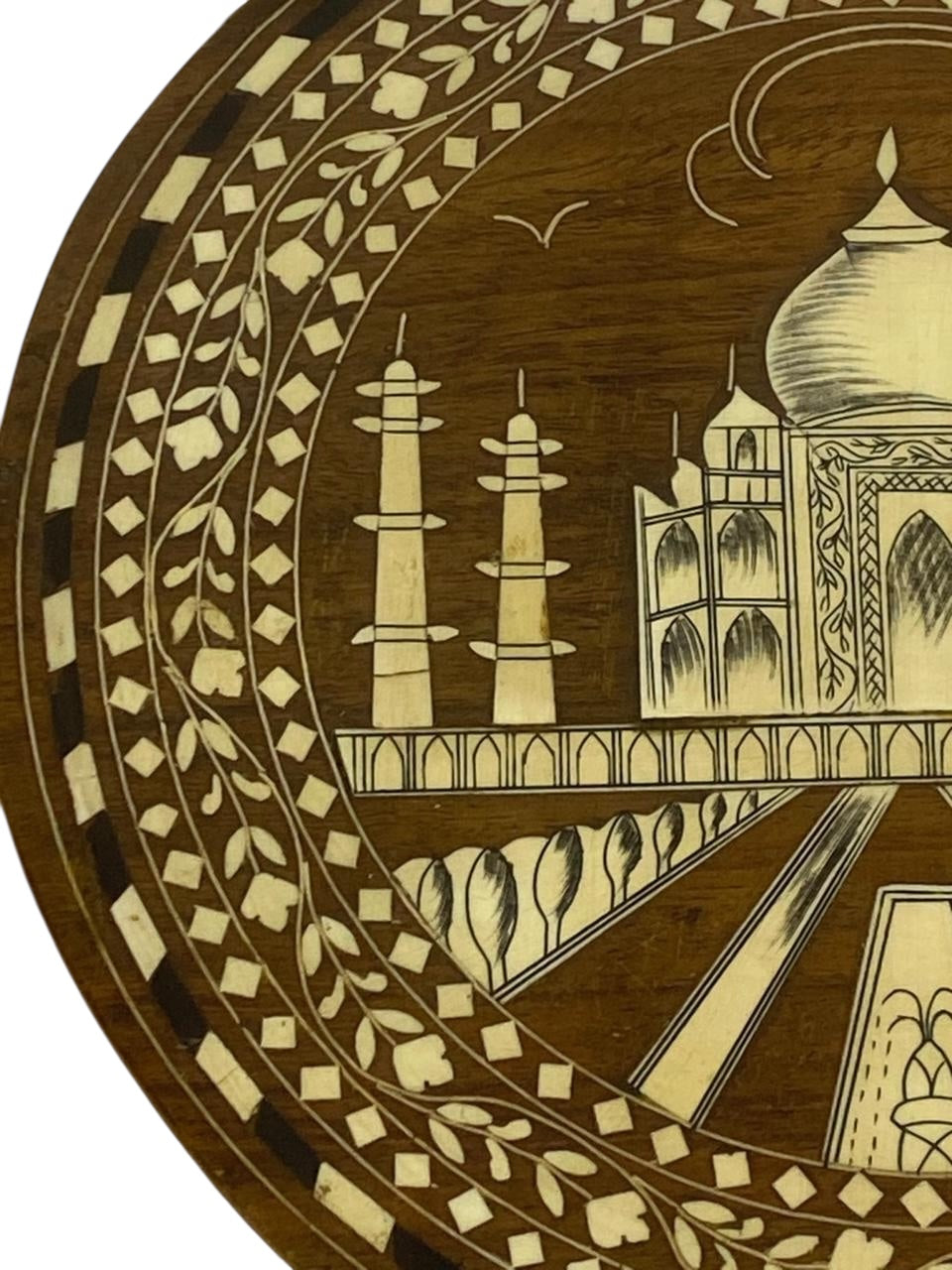 Antique Indian Side Table in Mughal Style with Ivory Inlay