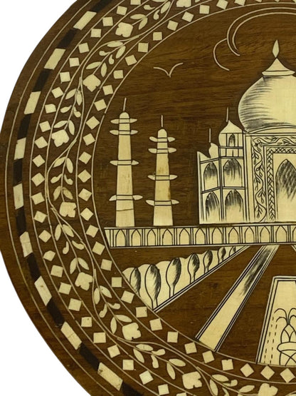 Antique Indian Side Table in Mughal Style with Ivory Inlay