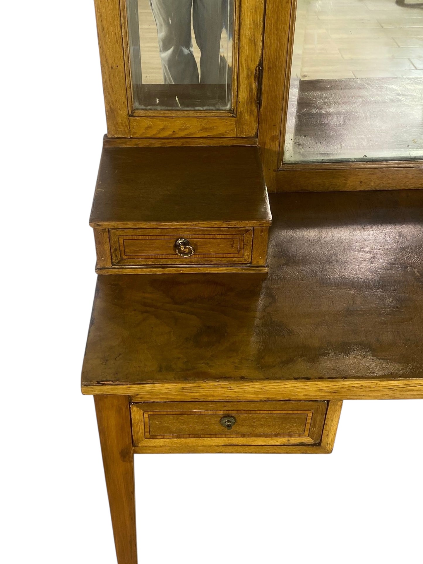 Rare 20th Century French Oak Dresser with Mirrors (Two Separate Pieces)