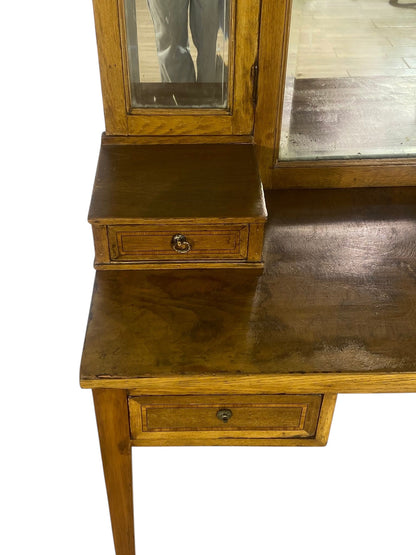 Rare 20th Century French Oak Dresser with Mirrors (Two Separate Pieces)