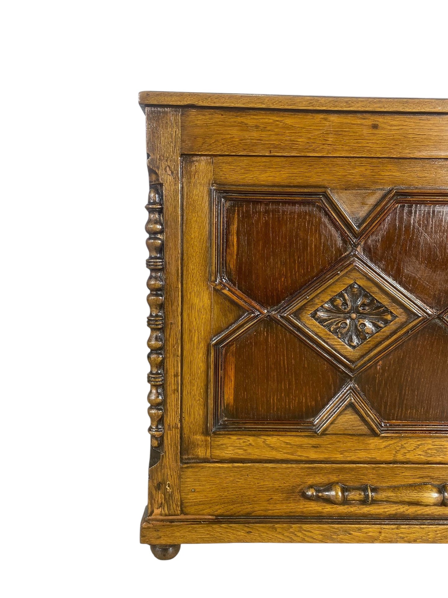 Original Antique English Bed – Hand-Carved Oak