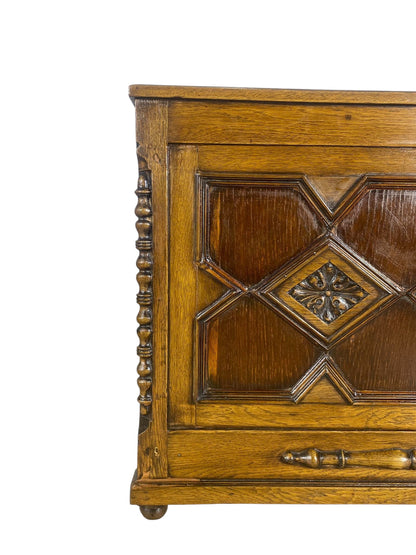 Original Antique English Bed – Hand-Carved Oak