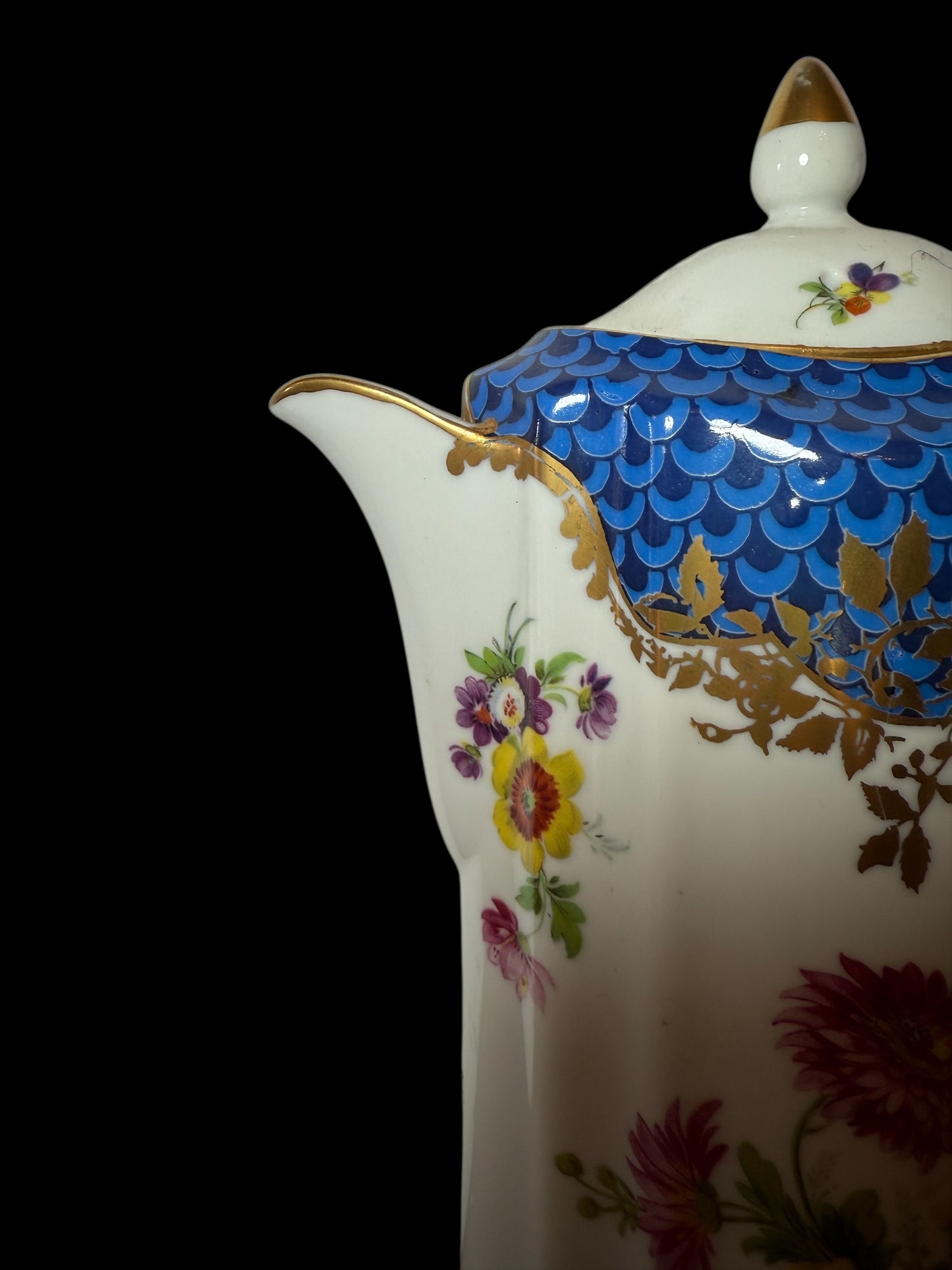 Minton / Dresden / Japan Flowers Tea Espresso Coffee Pot Cream Sugar Set