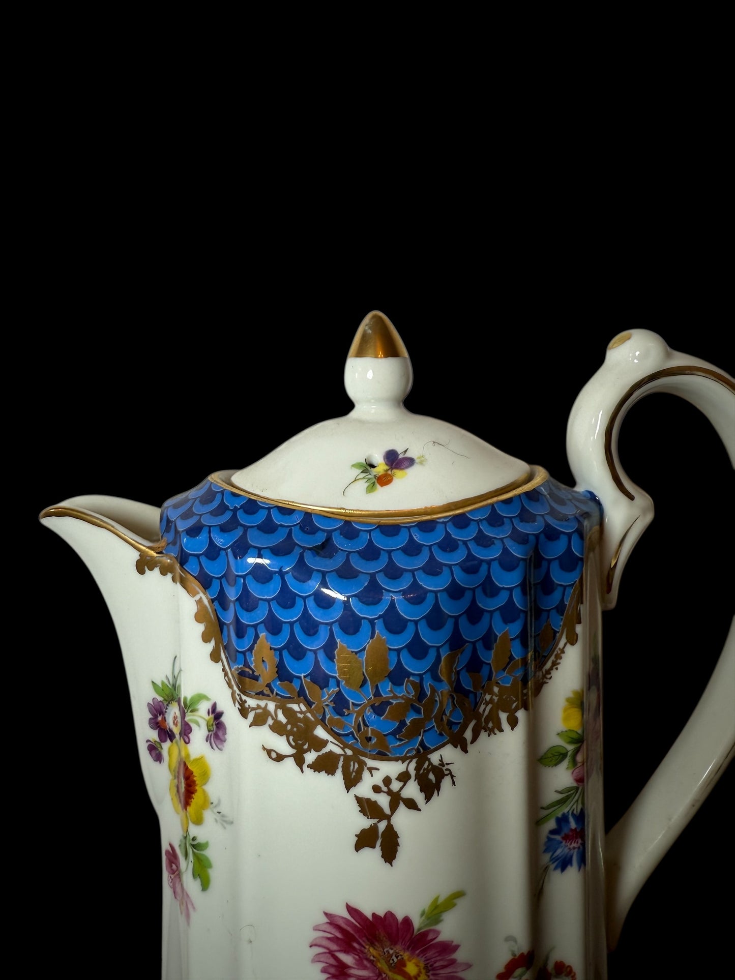 Minton / Dresden / Japan Flowers Tea Espresso Coffee Pot Cream Sugar Set