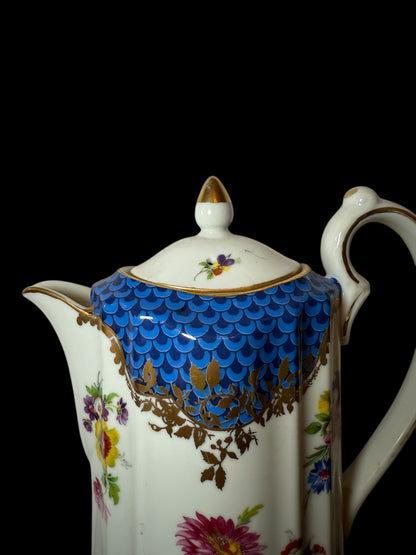 Minton / Dresden / Japan Flowers Tea Espresso Coffee Pot Cream Sugar Set