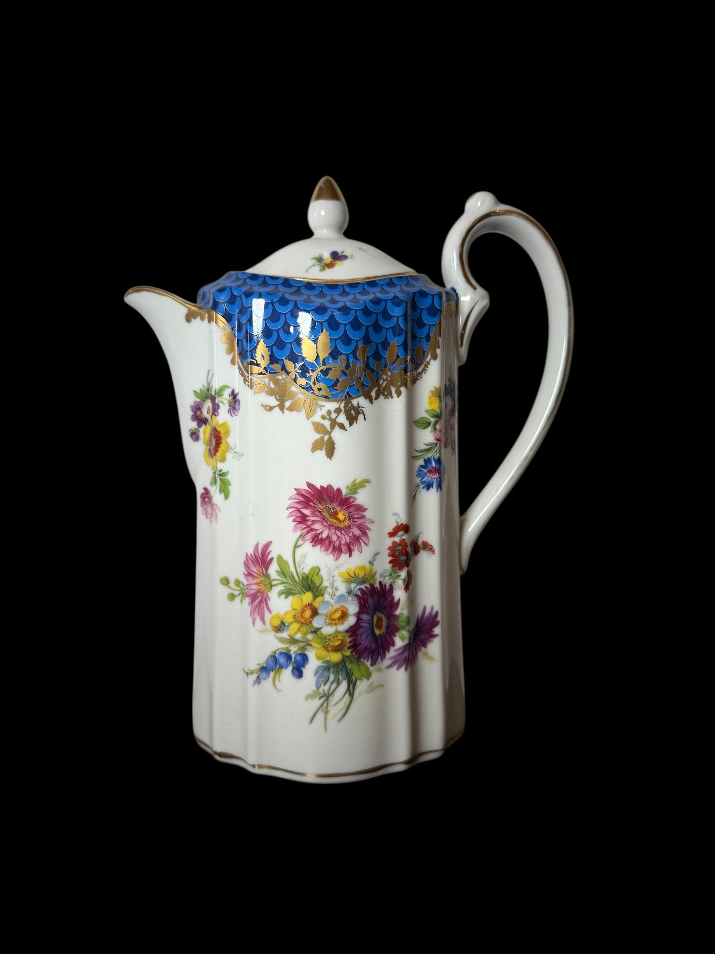 Minton / Dresden / Japan Flowers Tea Espresso Coffee Pot Cream Sugar Set
