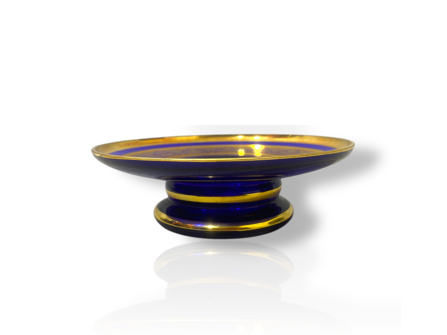 Rare Antique Bohemian Czech Cobalt Blue Crystal Tea Set — Hand-Painted 24k Gold, Original Box, Early 1900s