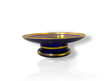 Rare Antique Bohemian Czech Cobalt Blue Crystal Tea Set — Hand-Painted 24k Gold, Original Box, Early 1900s