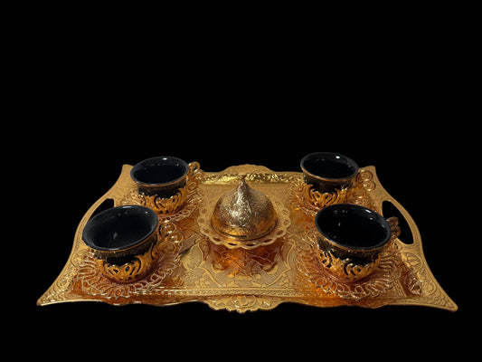 Turkish Serving Set – AGR Brand, Hand-Engraved Semi-Bronze
