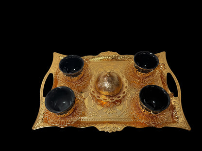 Turkish Serving Set – AGR Brand, Hand-Engraved Semi-Bronze