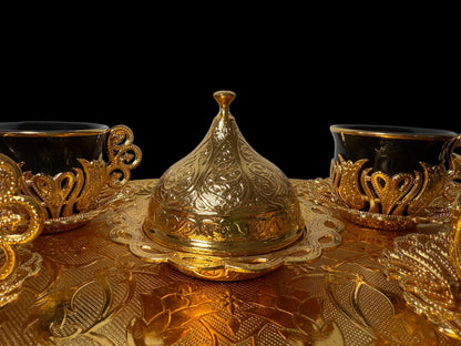 Turkish Serving Set – AGR Brand, Hand-Engraved Semi-Bronze