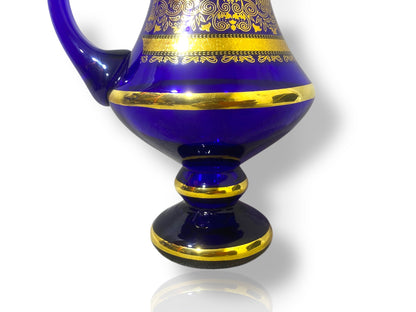 Rare Antique Bohemian Czech Cobalt Blue Crystal Tea Set — Hand-Painted 24k Gold, Original Box, Early 1900s