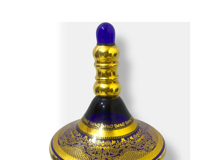 Rare Antique Bohemian Czech Cobalt Blue Crystal Tea Set — Hand-Painted 24k Gold, Original Box, Early 1900s