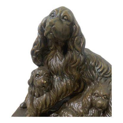 Rare Antique French Semi-Bronze Centerpiece – Hand-Carved with three Dog Figures