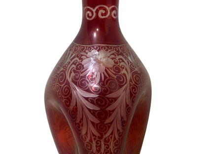 Authentic Vintage Egermann Bohemian Crystal Carafe Set – Rare 5-Piece Hand-Engraved Collection