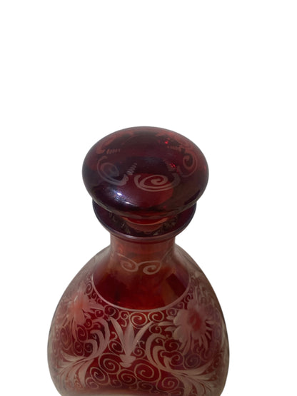 Authentic Vintage Egermann Bohemian Crystal Carafe Set – Rare 5-Piece Hand-Engraved Collection