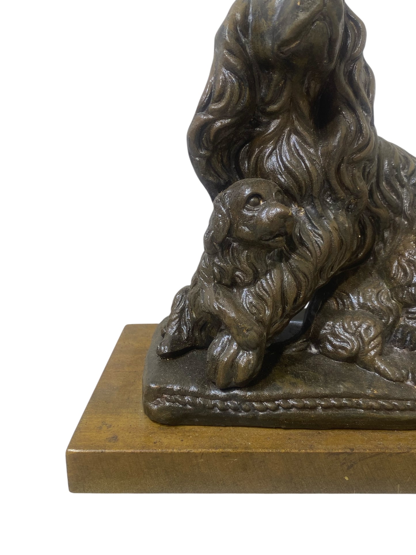 Rare Antique French Semi-Bronze Centerpiece – Hand-Carved with three Dog Figures