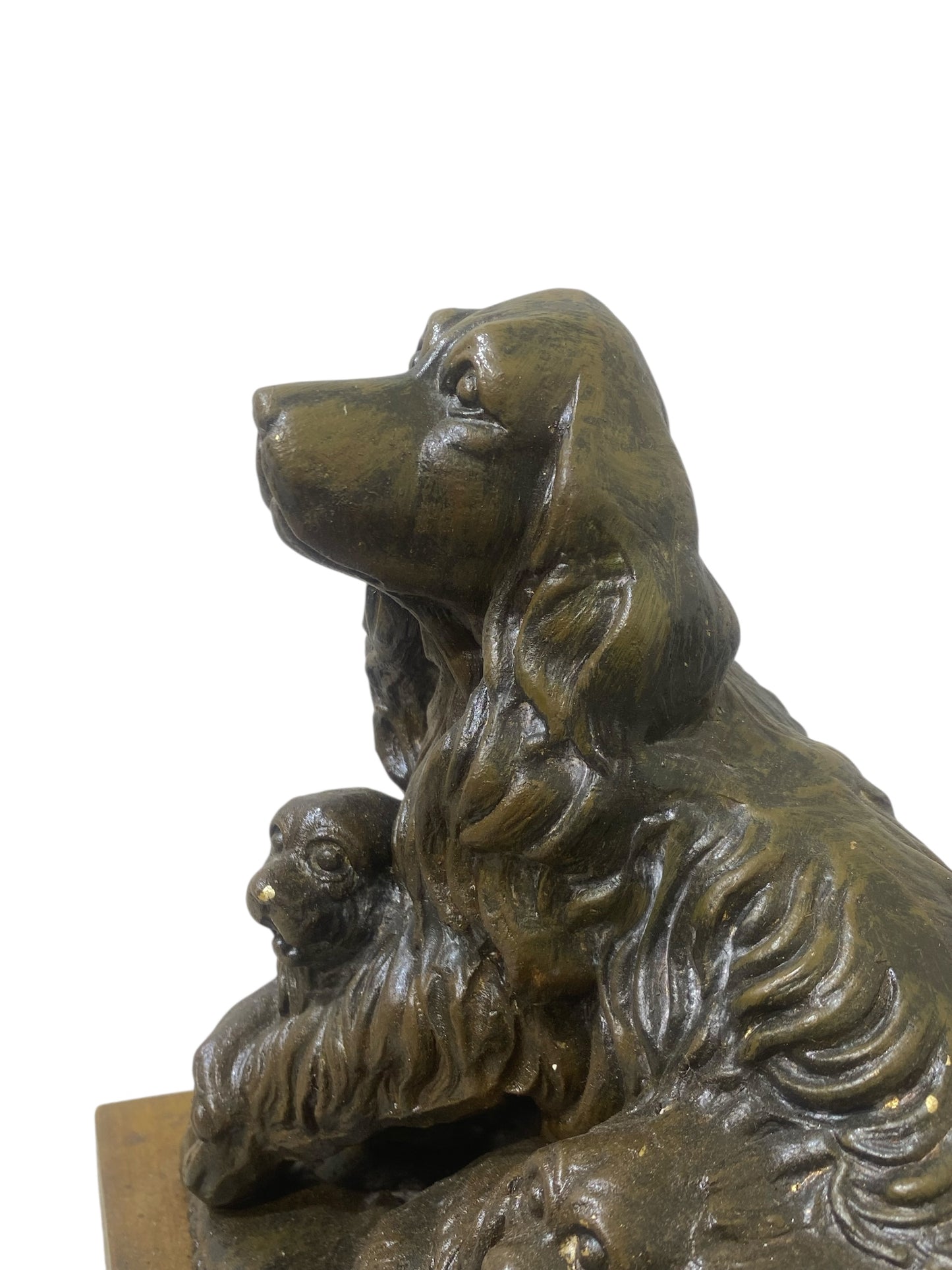 Rare Antique French Semi-Bronze Centerpiece – Hand-Carved with three Dog Figures