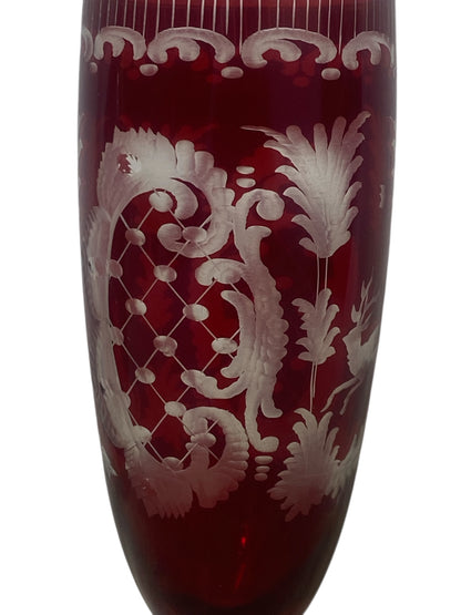 Authentic Vintage Egermann Bohemian Crystal Carafe Set – Rare 5-Piece Hand-Engraved Collection