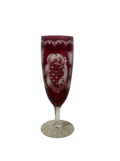 Authentic Vintage Egermann Bohemian Crystal Carafe Set – Rare 5-Piece Hand-Engraved Collection