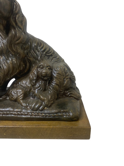 Rare Antique French Semi-Bronze Centerpiece – Hand-Carved with three Dog Figures