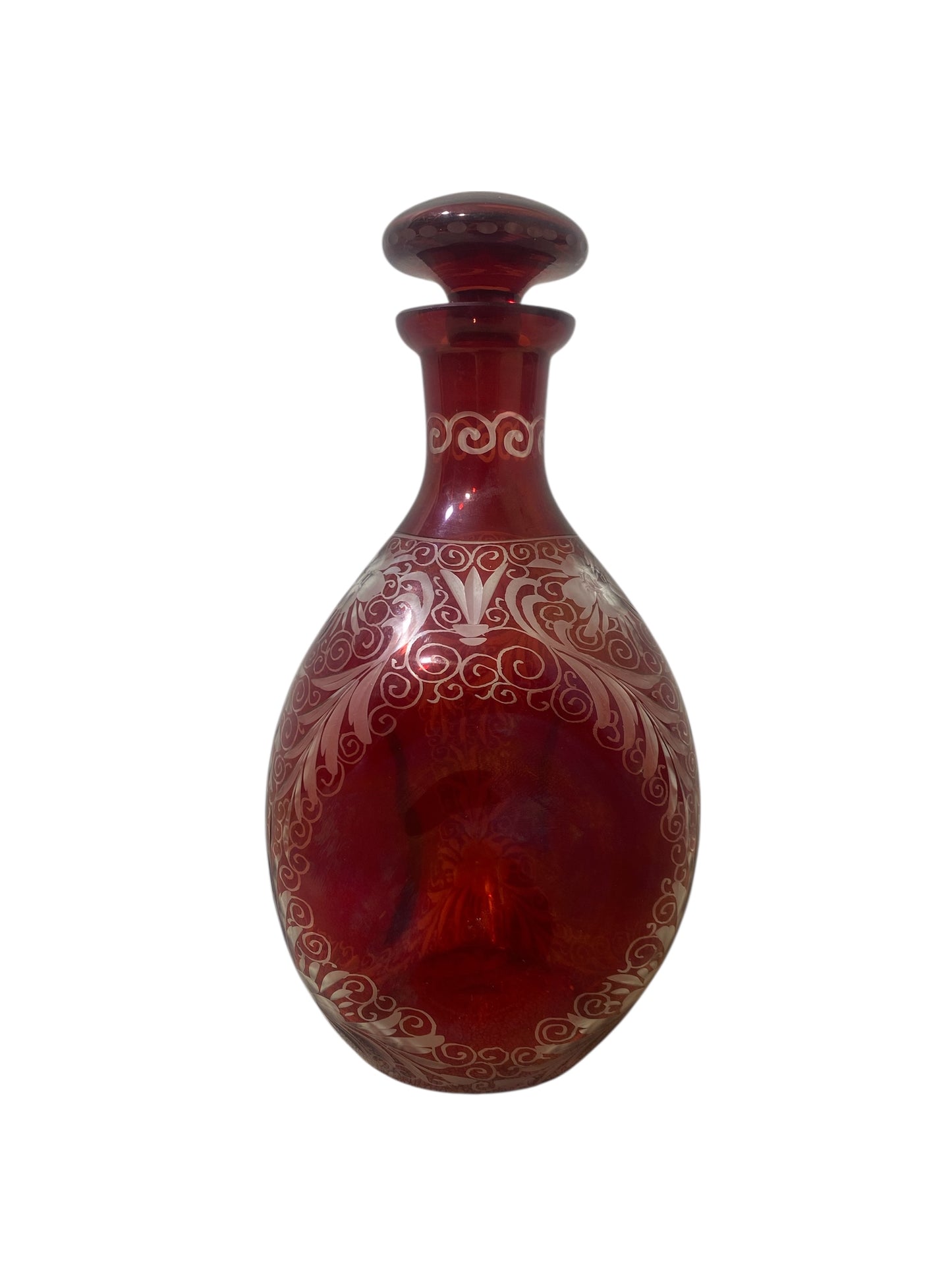 Authentic Vintage Egermann Bohemian Crystal Carafe Set – Rare 5-Piece Hand-Engraved Collection