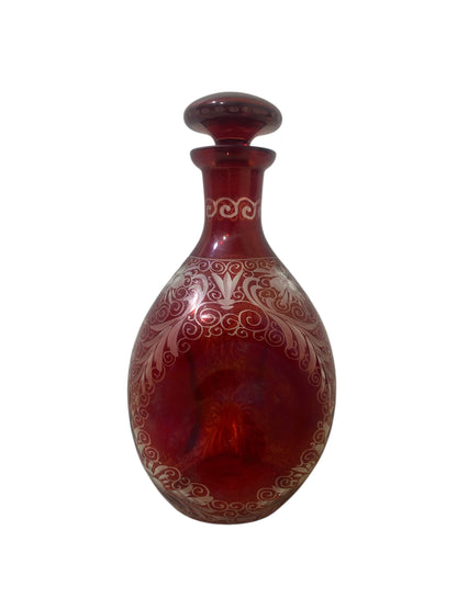 Authentic Vintage Egermann Bohemian Crystal Carafe Set – Rare 5-Piece Hand-Engraved Collection