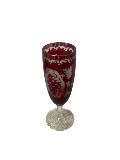 Authentic Vintage Egermann Bohemian Crystal Carafe Set – Rare 5-Piece Hand-Engraved Collection