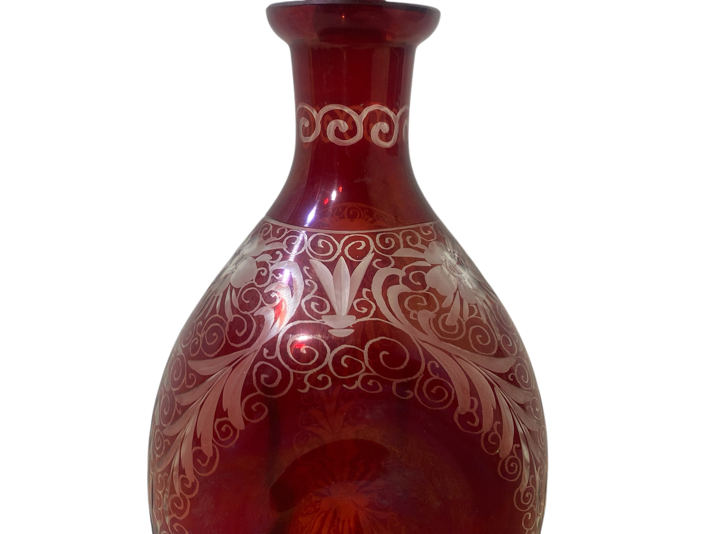 Authentic Vintage Egermann Bohemian Crystal Carafe Set – Rare 5-Piece Hand-Engraved Collection