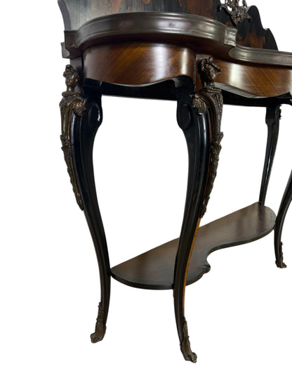 Rare 19th-Century French Console Table • Fine Marquetry & Hand-Chiseled Bronze Mounts