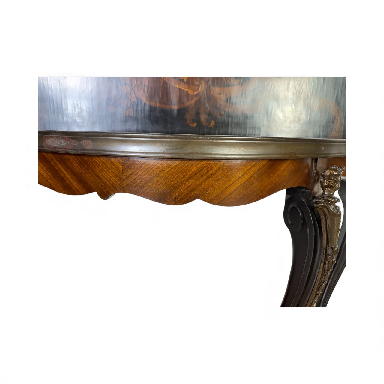 Rare 19th-Century French Console Table • Fine Marquetry & Hand-Chiseled Bronze Mounts