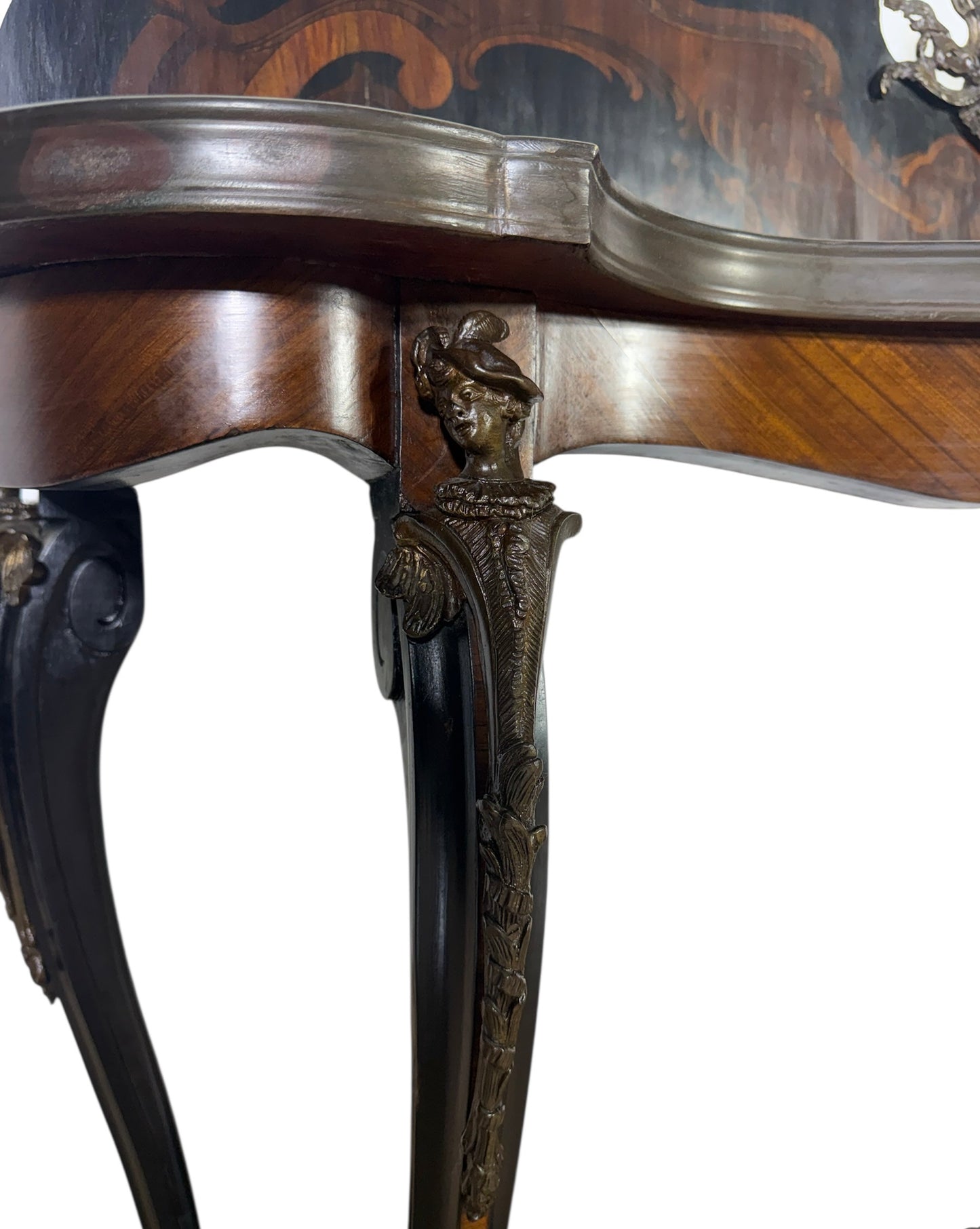 Rare 19th-Century French Console Table • Fine Marquetry & Hand-Chiseled Bronze Mounts