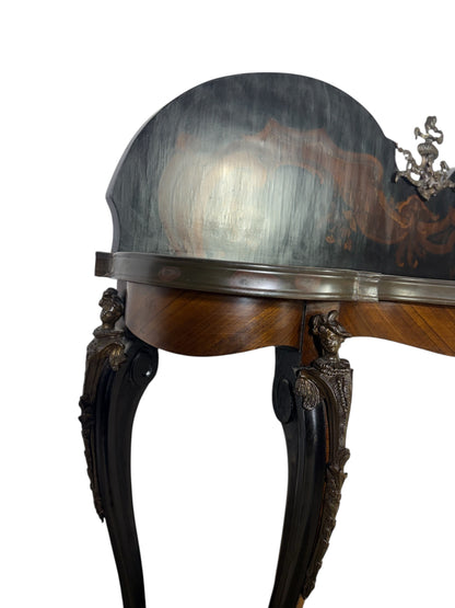 Rare 19th-Century French Console Table • Fine Marquetry & Hand-Chiseled Bronze Mounts