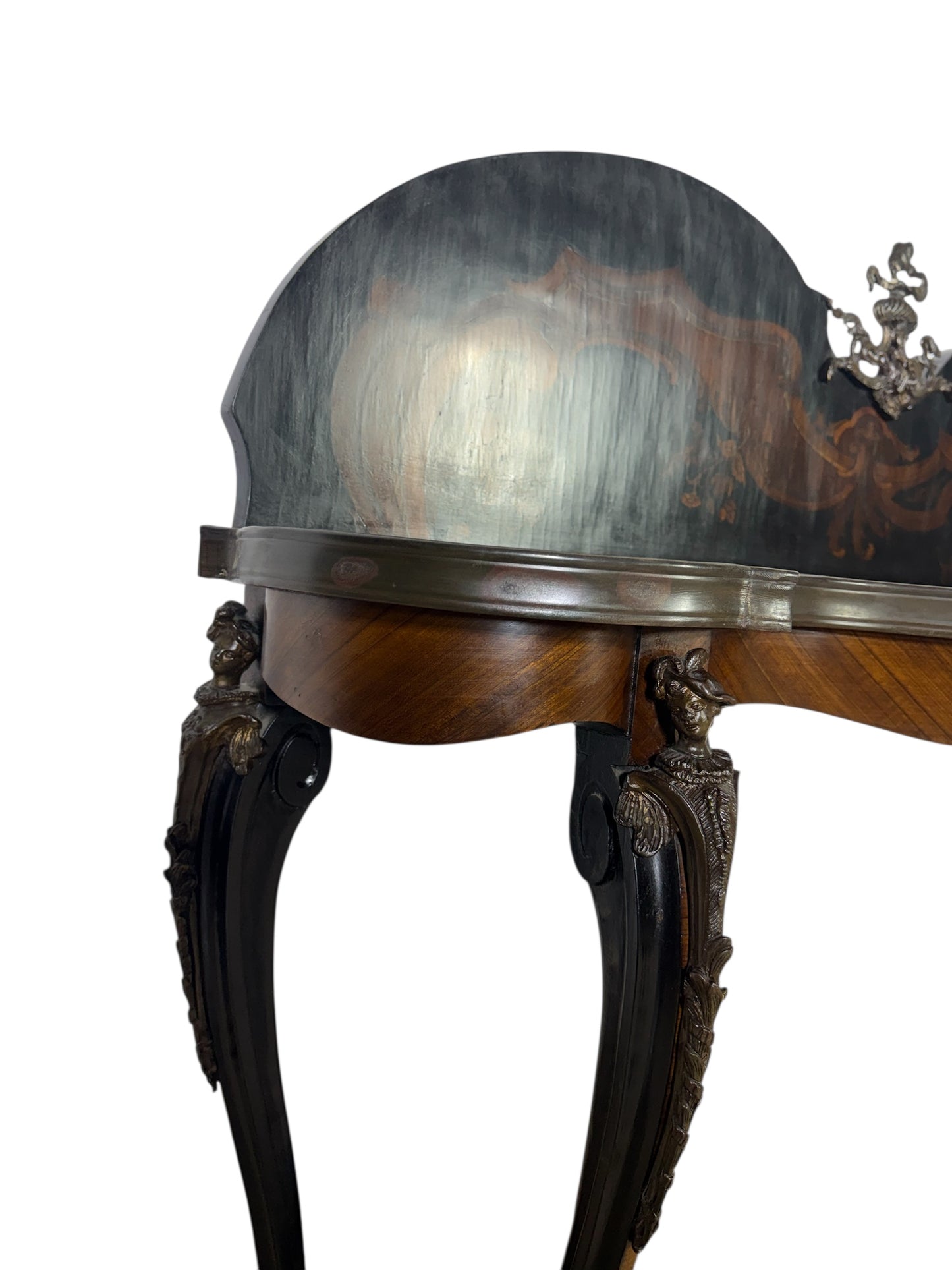 Rare 19th-Century French Console Table • Fine Marquetry & Hand-Chiseled Bronze Mounts