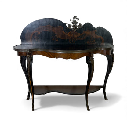 Rare 19th-Century French Console Table • Fine Marquetry & Hand-Chiseled Bronze Mounts