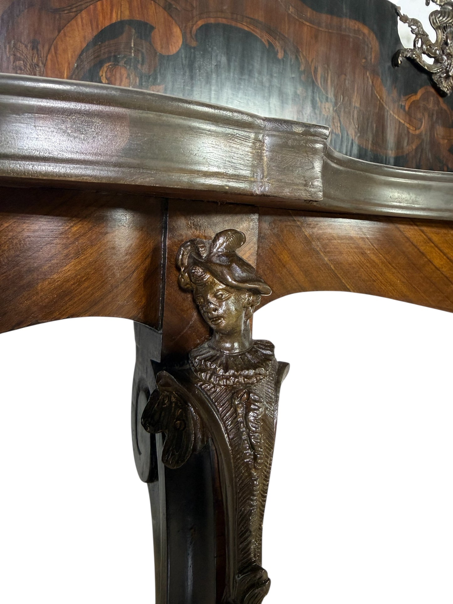 Rare 19th-Century French Console Table • Fine Marquetry & Hand-Chiseled Bronze Mounts