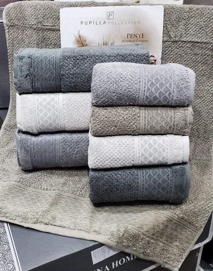 Pupilla Prag Turkish Bath Towel Set – 4 Pieces (100% Heavy Cotton)