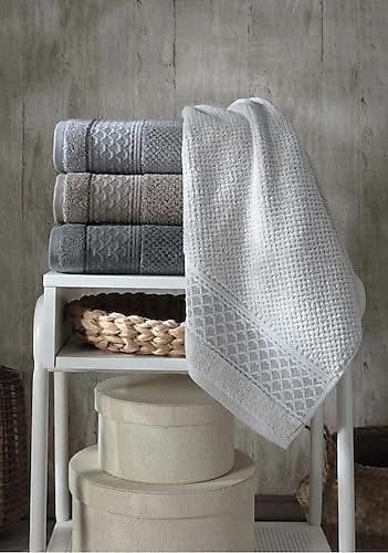 Pupilla Prag Turkish Bath Towel Set – 4 Pieces (100% Heavy Cotton)