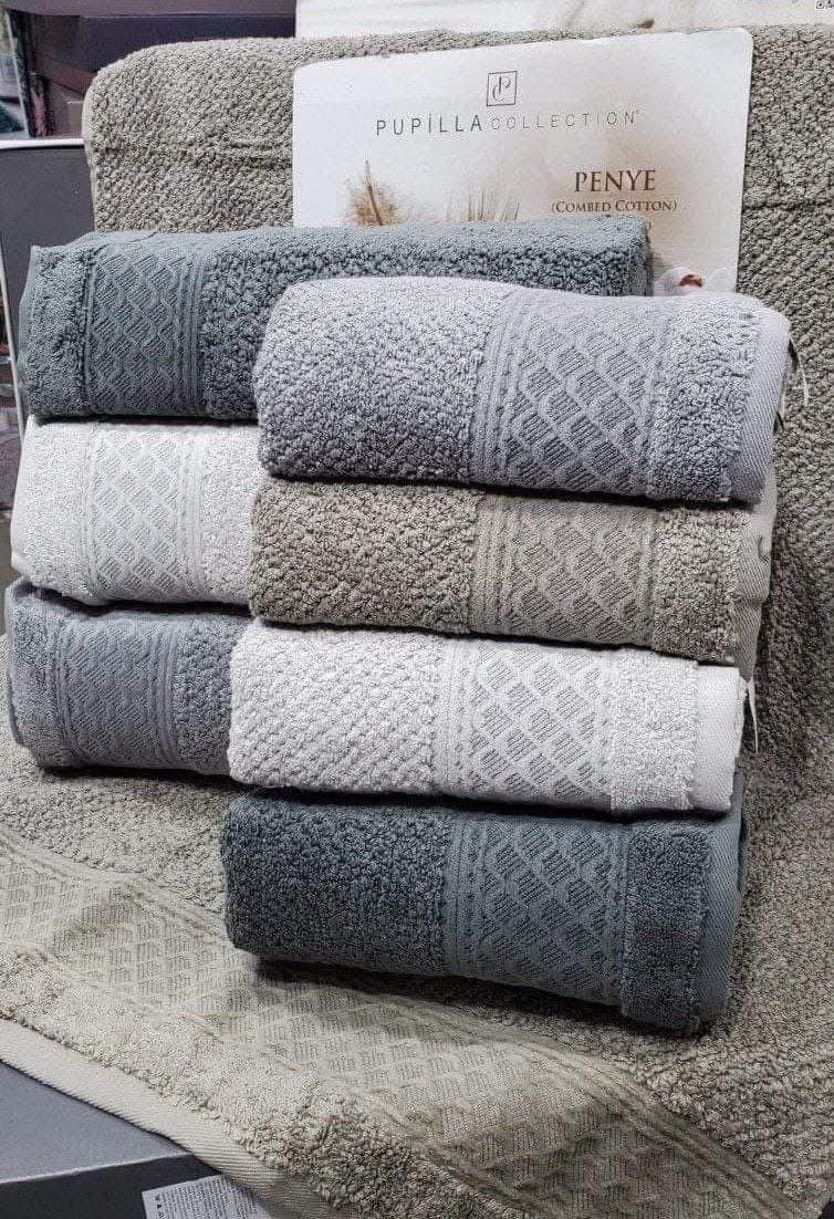 Pupilla Prag Turkish Bath Towel Set – 4 Pieces (100% Heavy Cotton)