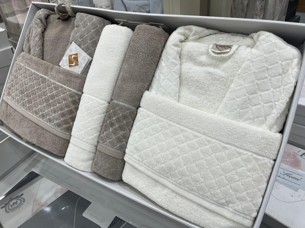BELINDA 6-Piece Turkish Cotton Bath Set – 2 Robes, Towels & Face Towels